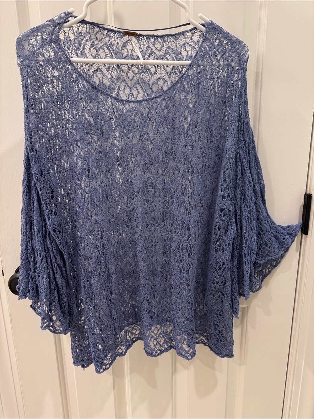 Free People Periwinkle Open-Knit Lace sweater